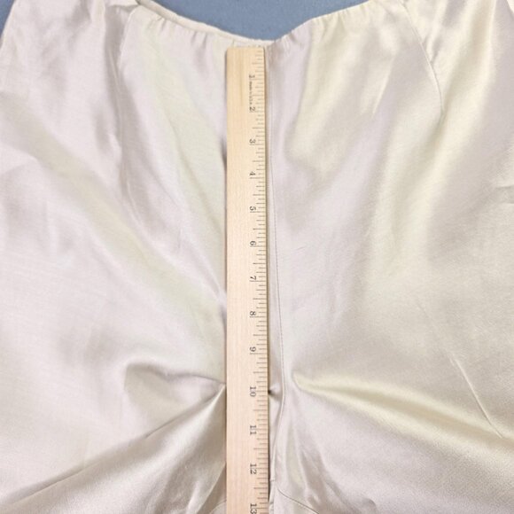 Talbots Pants Women 14 Beige Pure Silk Lined Side Zip Dress Slack Taper Leg Chic - Picture 10 of 12